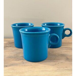 VTG Fiesta Classic Ring Handled Mug Set of 2 Peacock Blue Homer Laughlin 10oz